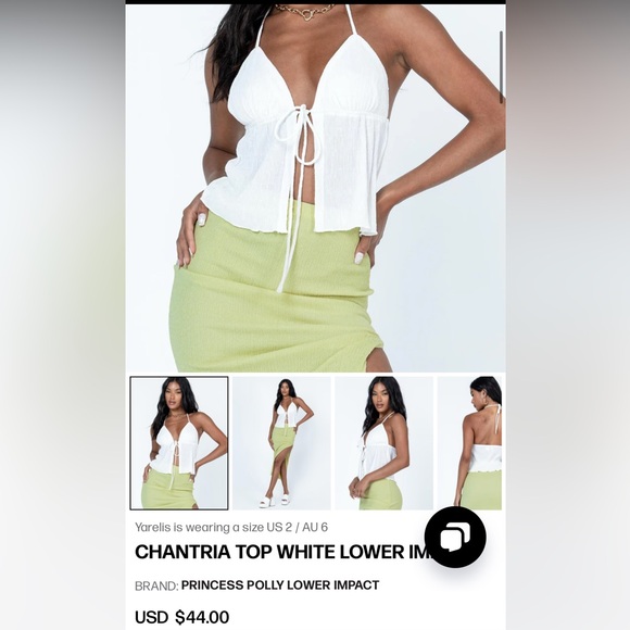 Princess Polly chantria white halter front-tie top - Picture 3 of 3